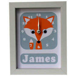 Stripey Cats Personalised Freddie Fox Framed Clock, 23 x 18cm Blue